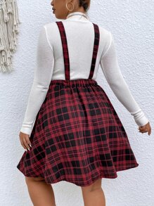 SHEIN Unity Plus Plaid Print Pinafore Dress Without Tee - Multicolor - View 2