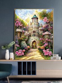 Lâu đài in tranh kim cương tự làm không có khung - Nhiều màu - Xem 1