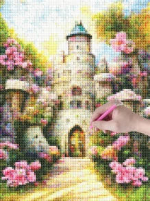 Lâu đài in tranh kim cương tự làm không có khung - Nhiều màu - Xem 5