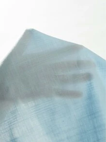 SHEIN VCAY Áo sơ mi Plus Size Tương phản ren Xù màu trơn Thanh lịch - Màu xanh bụi bặm - Xem 6