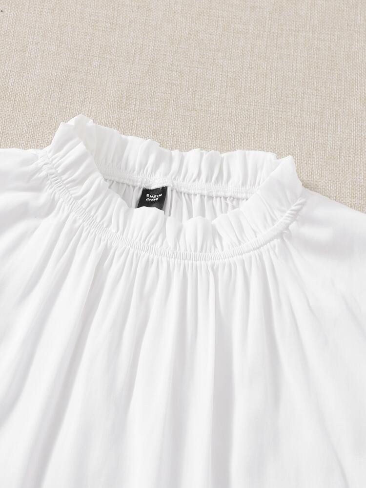 SHEIN LUNE Plus Ruffle Neck Sleeveless Blouse - White - View 5