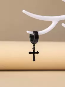 1入組十字架吊墜耳環 - 黑色 - 查看 1