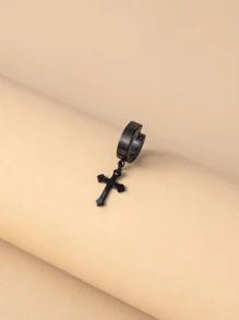 1入組十字架吊墜耳環 - 黑色 - 查看 3