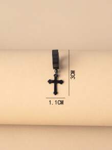 1入組十字架吊墜耳環 - 黑色 - 查看 4