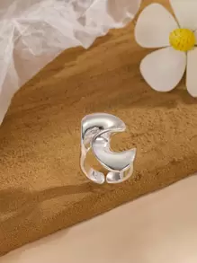 1pc Autumn/Winter Classic Invitation Ring, Fashionable & European/American+ Style + Geometric & Innovative 'oil Shine Crystal Glossy' Surface, Copper Open Ring Designed For Women's Business Meetings/Parties/Performances/Festivals/Everyday Use - Silver - View 1