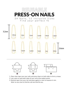 24pcs Long Coffin Tiger Skin Print Fake Nail & 1sheet Tape & 1pc Nail File - Multicolor - View 3