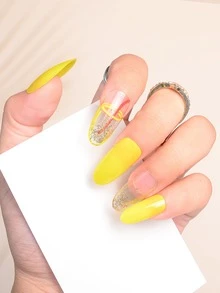 24pcs Long Oval Fake Nail & 1sheet Tape & 1pc Nail File - Multicolor - View 3