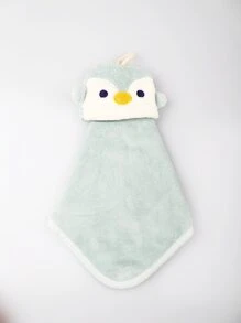1pc Cartoon Penguin Embroidered Washcloth - Green - View 1