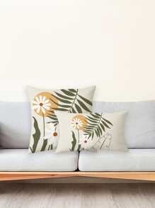 1pc Floral Print Cushion Cover Without Filler - Multicolor - View 3