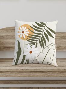 1pc Floral Print Cushion Cover Without Filler - Multicolor - View 5