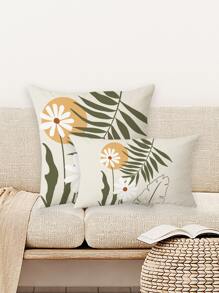 1pc Floral Print Cushion Cover Without Filler - Multicolor - View 6