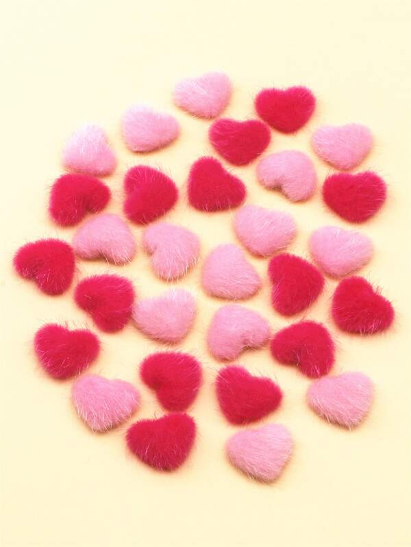30pcs Fuzzy Heart DIY Hair Accessory
