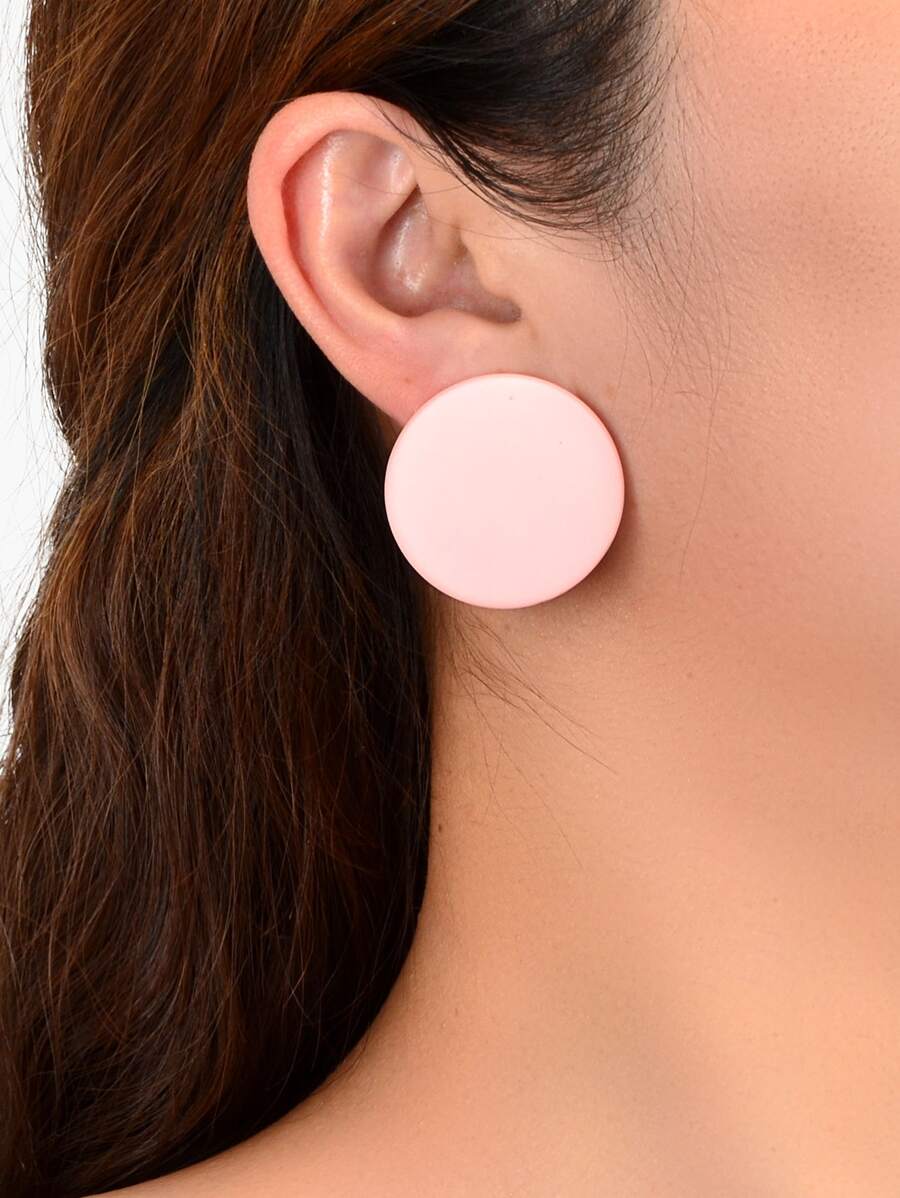 bông tai đinh tròn - Màu Hồng baby - Xem 1