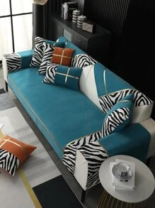 1pc Zebra sọc hoa văn khăn sofa & 1pc đệm ngẫu nhiên không có chất độn - Nhiều màu - Xem 1