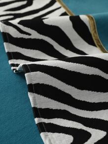 1pc Zebra sọc hoa văn khăn sofa & 1pc đệm ngẫu nhiên không có chất độn - Nhiều màu - Xem 3