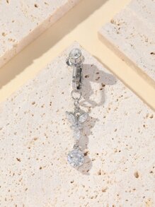 銅水鑽蝴蝶裝飾臍釘適合女士和男士,龐克穿孔,A時尚身體鏈禮品適用於任何場合