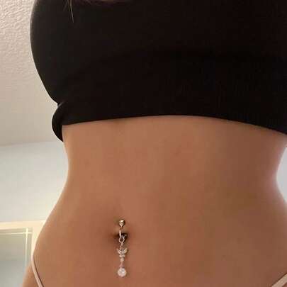 Không xỏ lỗ Loại bướm Fake Bụng Xuyên Loại bướm kẹp vào Lỗ rốn Xỏ lỗ giả Fake Kẹp