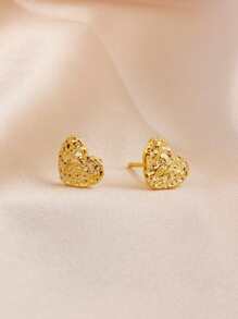 男士纹理心形耳钉 铜质朋克嘻哈风格 情人节、妈妈、母亲、母亲节、礼物