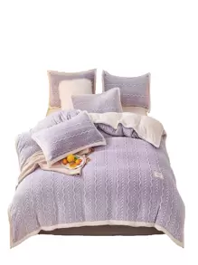 1入組鋸齒圖案毯子 - 紫色 - 查看 1