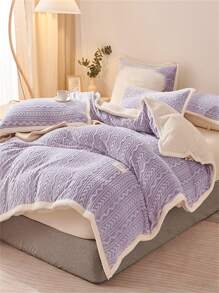 1入組鋸齒圖案毯子 - 紫色 - 查看 2