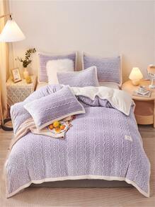 1入組鋸齒圖案毯子 - 紫色 - 查看 8