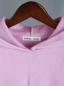 女孩蝴蝶和標語圖案落肩袖連帽衫