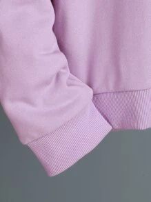 女孩蝴蝶和標語圖案落肩袖連帽衫