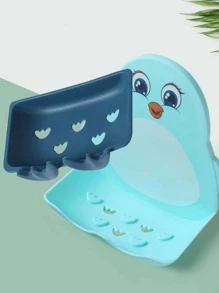 1pc Penguin Design Random Color Soap Dish, Cartoon PP Wall Mounted Soap Storage Rack For Home