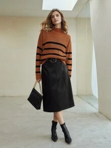 MOTF PREMIUM WOOL-MIX WIDE STRIPED JUMPER - Brown - View 8