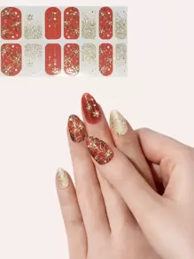 情人节/婚礼红色郁金香3D水晶花卉美甲贴纸，圣诞雪花美甲贴花 - 彩色 - 查看 1