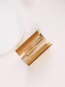 1个时尚半包马尾辫发圈，带加厚金属发夹，女士配饰，半开口金属发夹和半圆形钩夹，金色头饰，发饰，发夹，发爪夹，发卡，学习用品 - 金色 - 查看 3