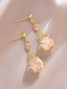 釘珠耳墜 - 金黃色 - 查看 2