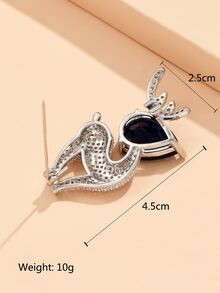 Christmas Rhinestone Elk Design Brooch - Navy Blue - View 5