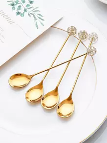 4pcs Star & Moon Pattern Stainless Steel Spoon - Multicolor - View 1