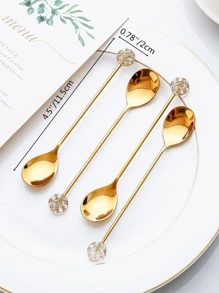 4pcs Star & Moon Pattern Stainless Steel Spoon - Multicolor - View 2