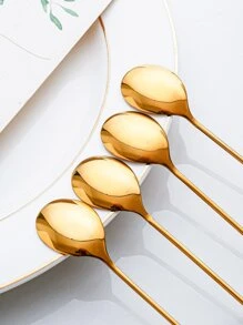 4pcs Star & Moon Pattern Stainless Steel Spoon - Multicolor - View 4