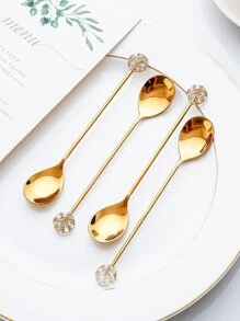 4pcs Star & Moon Pattern Stainless Steel Spoon - Multicolor - View 6