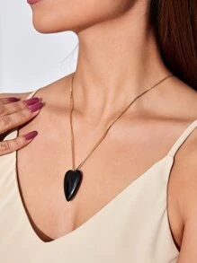 Heart Charm Necklace - Multicolor - View 3