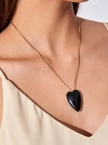 Heart Charm Necklace - Multicolor - View 2