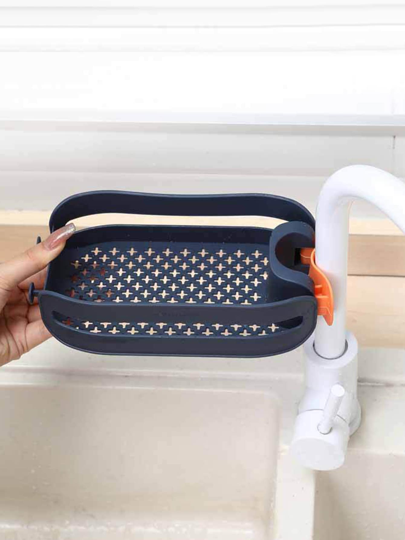 1pc Plastic Faucet Rack - Blue - View 1