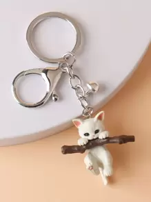 可爱创意单件吊坠卡通猫咪铃铛挂件钥匙扣，包包挂饰，汽车配饰，哥特风Y2K包包挂饰，送给老师、朋友、姐妹的礼物创意 - 白色 - 查看 1