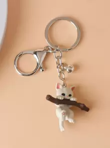 可爱创意单件吊坠卡通猫咪铃铛挂件钥匙扣，包包挂饰，汽车配饰，哥特风Y2K包包挂饰，送给老师、朋友、姐妹的礼物创意 - 白色 - 查看 2
