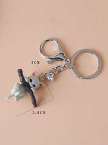 可爱创意单件吊坠卡通猫咪铃铛挂件钥匙扣，包包挂饰，汽车配饰，哥特风Y2K包包挂饰，送给老师、朋友、姐妹的礼物创意 - 白色 - 查看 3
