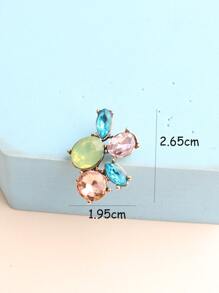 水鑽裝飾耳釘 - 彩色 - 查看 3