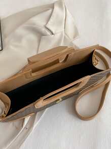 Túi đeo chéo Nữ Khối Màu Có thể điều chỉnh được Đôi tay cầm Giải trí Đúng mốt - Màu Khaki - Xem 3