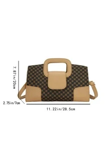 Túi đeo chéo Nữ Khối Màu Có thể điều chỉnh được Đôi tay cầm Giải trí Đúng mốt - Màu Khaki - Xem 6