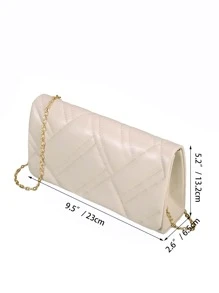 極簡縫製 Pu 女用斜背包與手拿包 - 杏色 - 查看 3