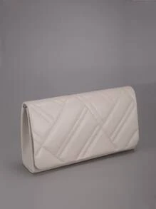 極簡縫製 Pu 女用斜背包與手拿包 - 杏色 - 查看 4