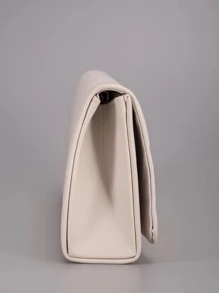 極簡縫製 Pu 女用斜背包與手拿包 - 杏色 - 查看 7