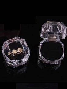 1 pieza Caja de almacenamiento de joya transparente en forma geométrica - Negro - Ver 4